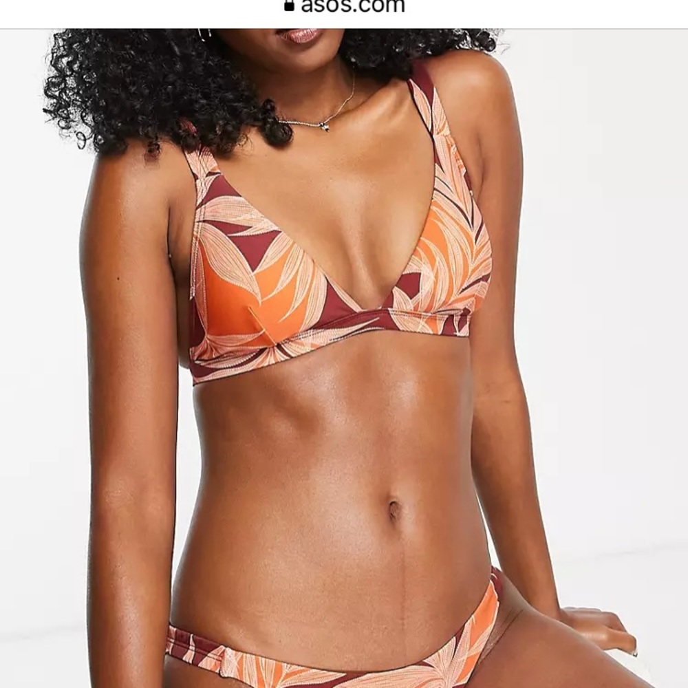 Tropical print bikini top